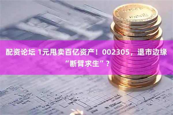 配资论坛 1元甩卖百亿资产！002305，退市边缘“断臂求生”？